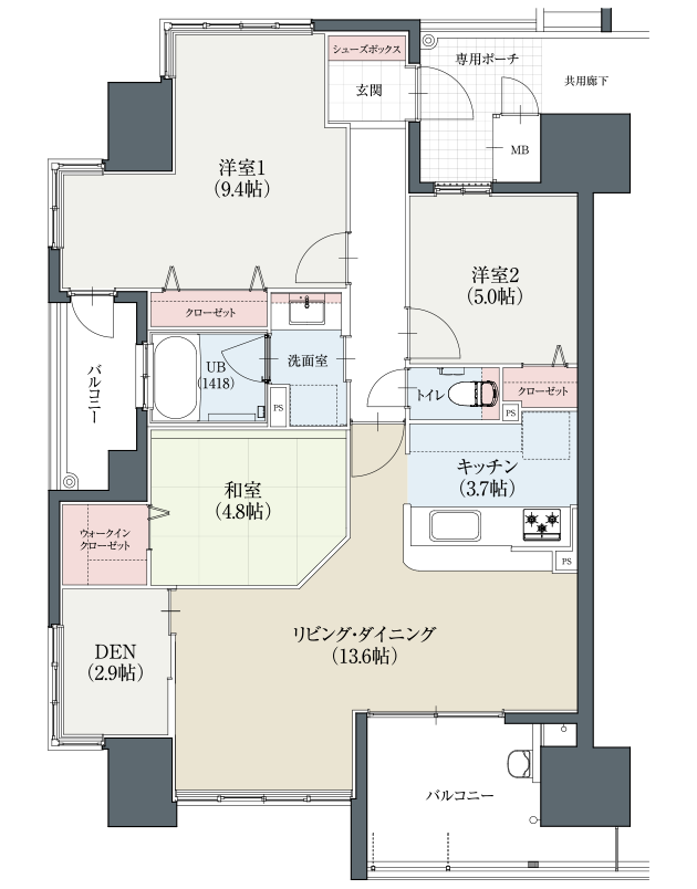 Aタイプ自由設計参考プラン間取図