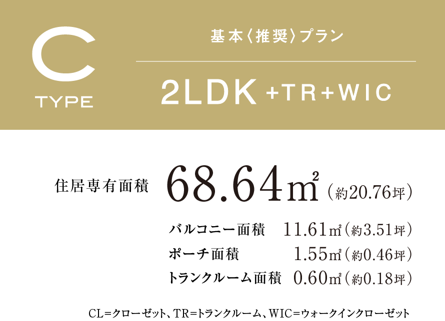 Cタイプ 2LDK+TR+WIC
