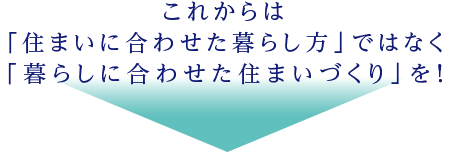 住まいに合わせた暮らし方ではなく、暮らしに合わせた住まいづくりを!
