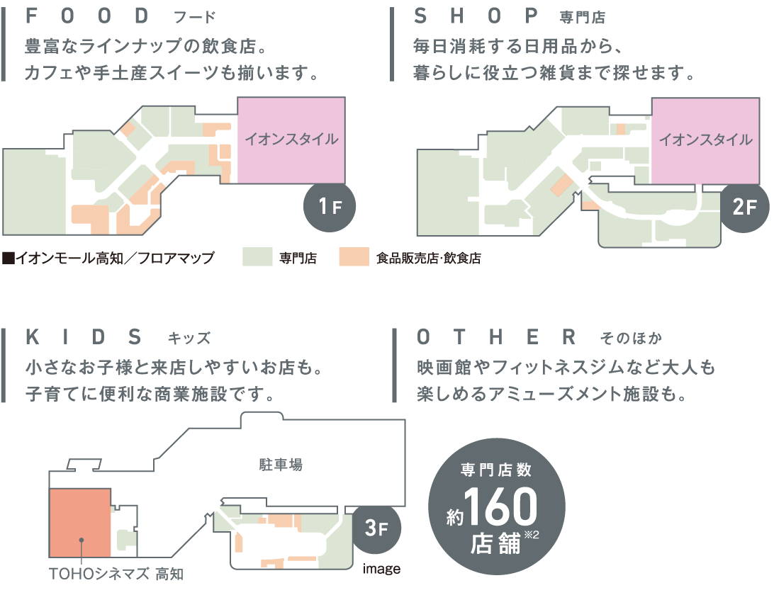 イオンモール高知のフロア図