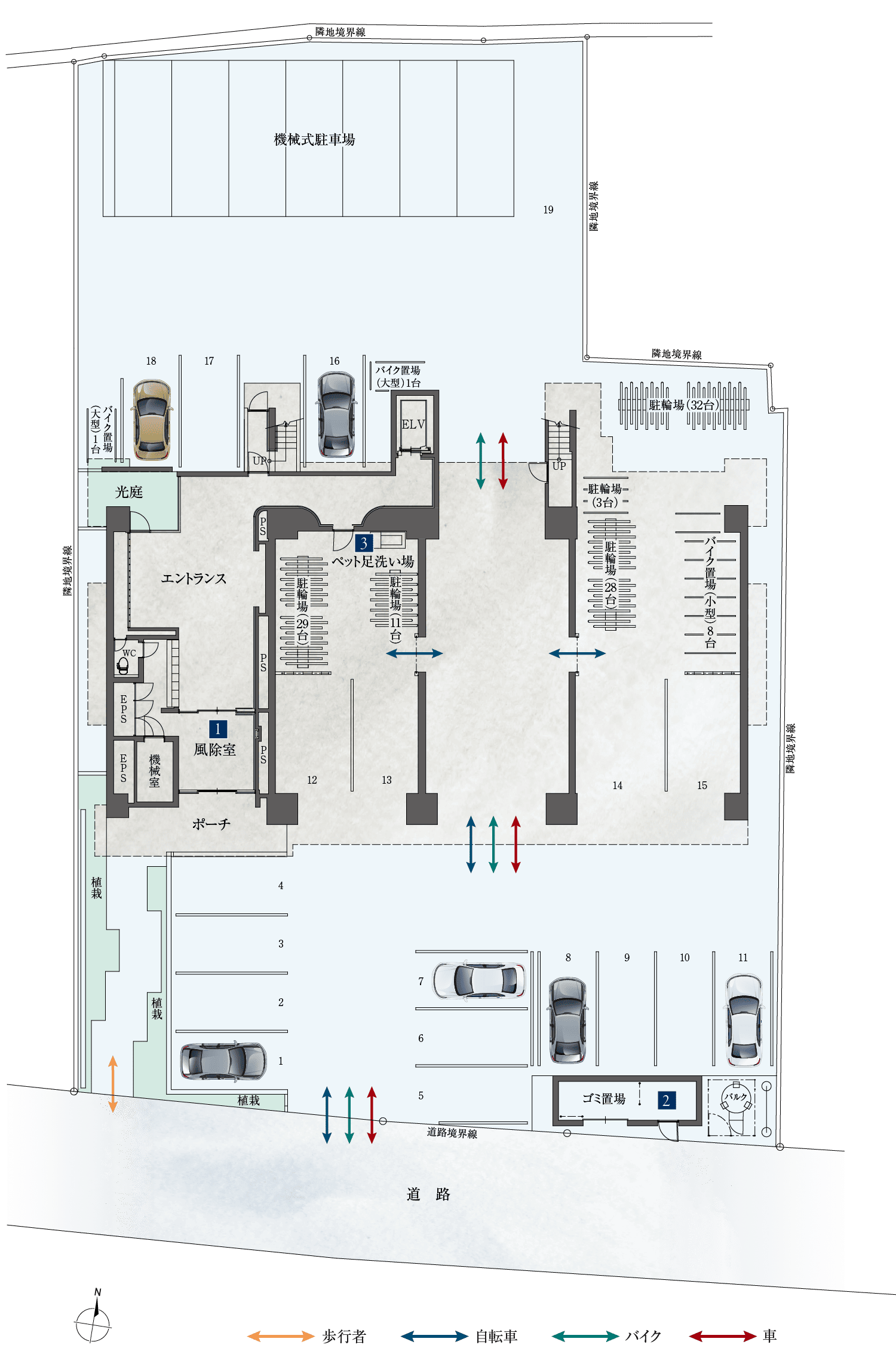 ビ・ウェル鷹匠の敷地配置図