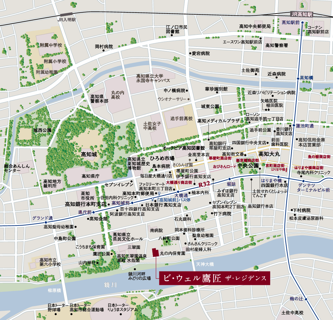 ビ・ウェル鷹匠ザ・レジデンス　周辺地図