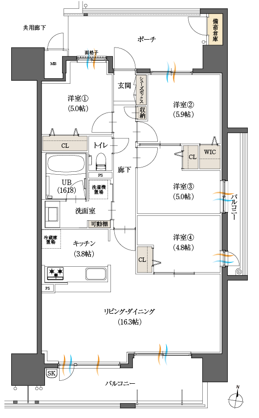 Dタイプ4LDK間取図