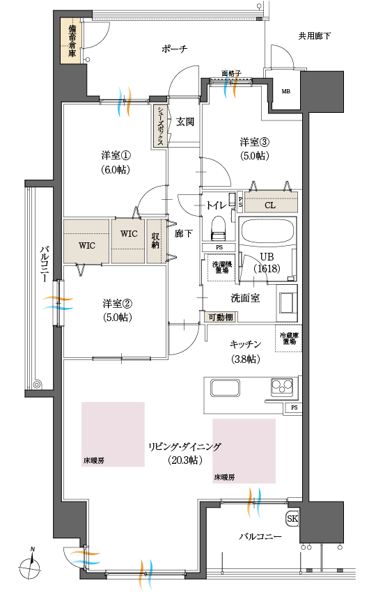 プレミアムプランJタイプ3LDK間取図