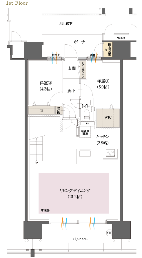 プレミアムプランLタイプ 1F間取図