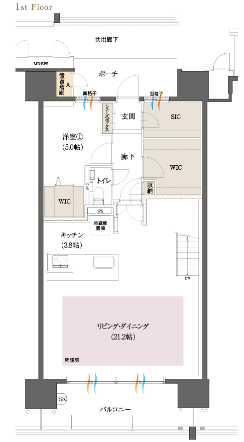 プレミアムプランMタイプ 1F間取図