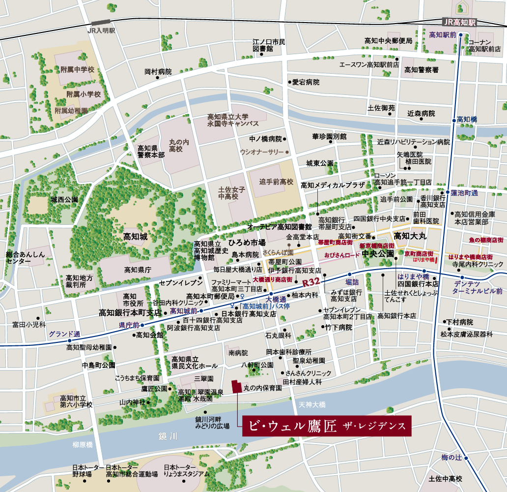 ビ・ウェル鷹匠の現地周辺MAP