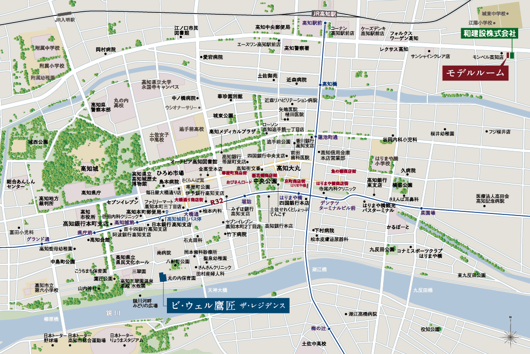 ビ・ウェル鷹匠の現地周辺MAP