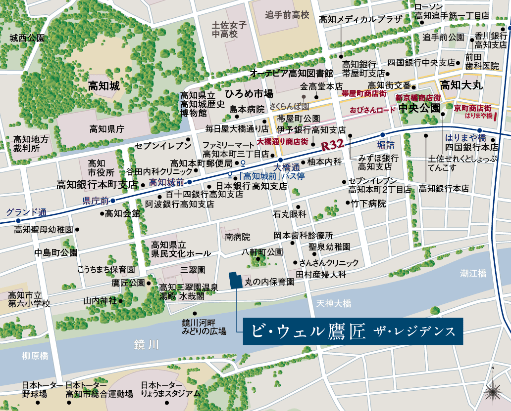 ビ・ウェル鷹匠の現地周辺MAP