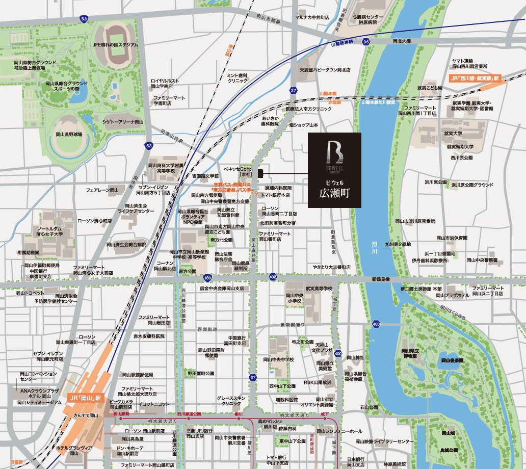 ビ・ウェル広瀬町の現地周辺MAP