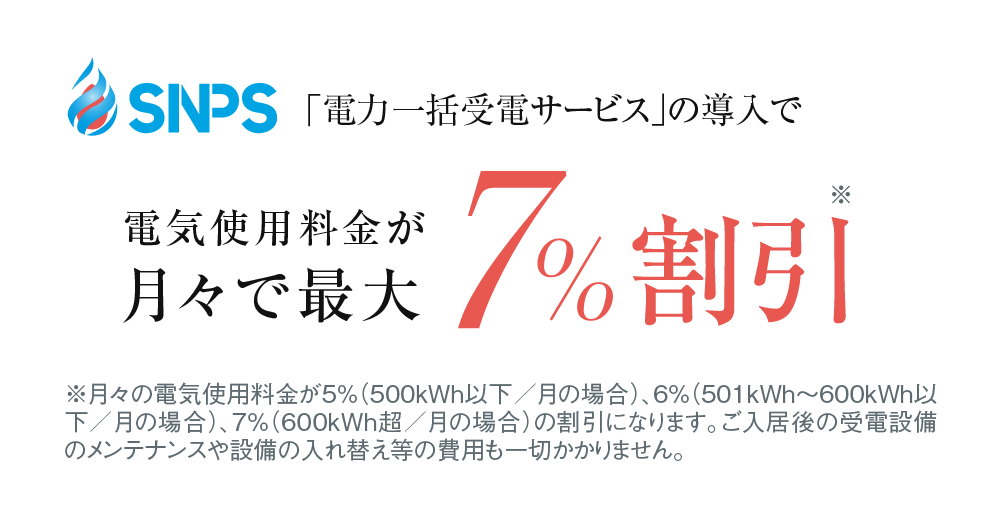 電気使用料金が月々で最大7％割引