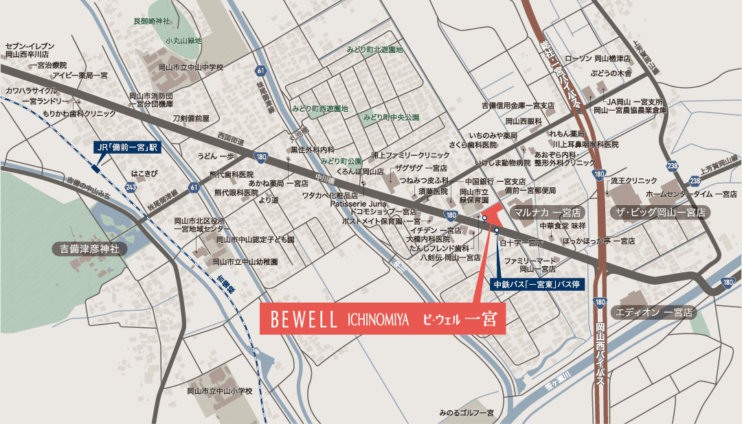 ビ・ウェル一宮の現地周辺MAP