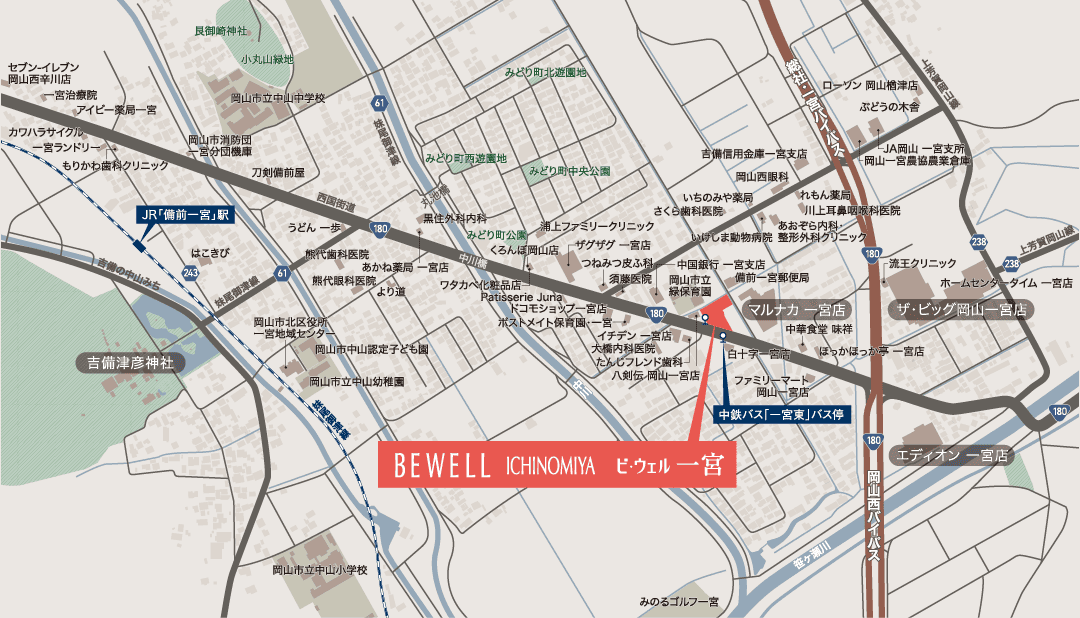 ビ・ウェル一宮の現地周辺MAP