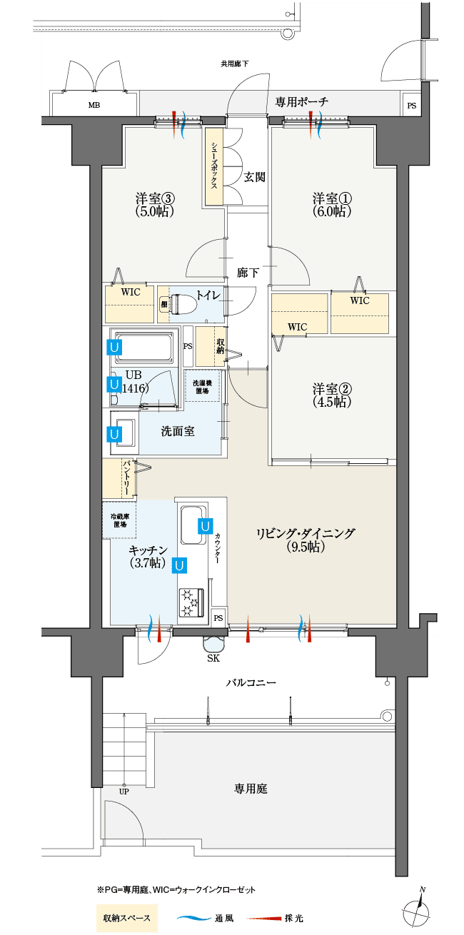 B1タイプ3LDK間取図