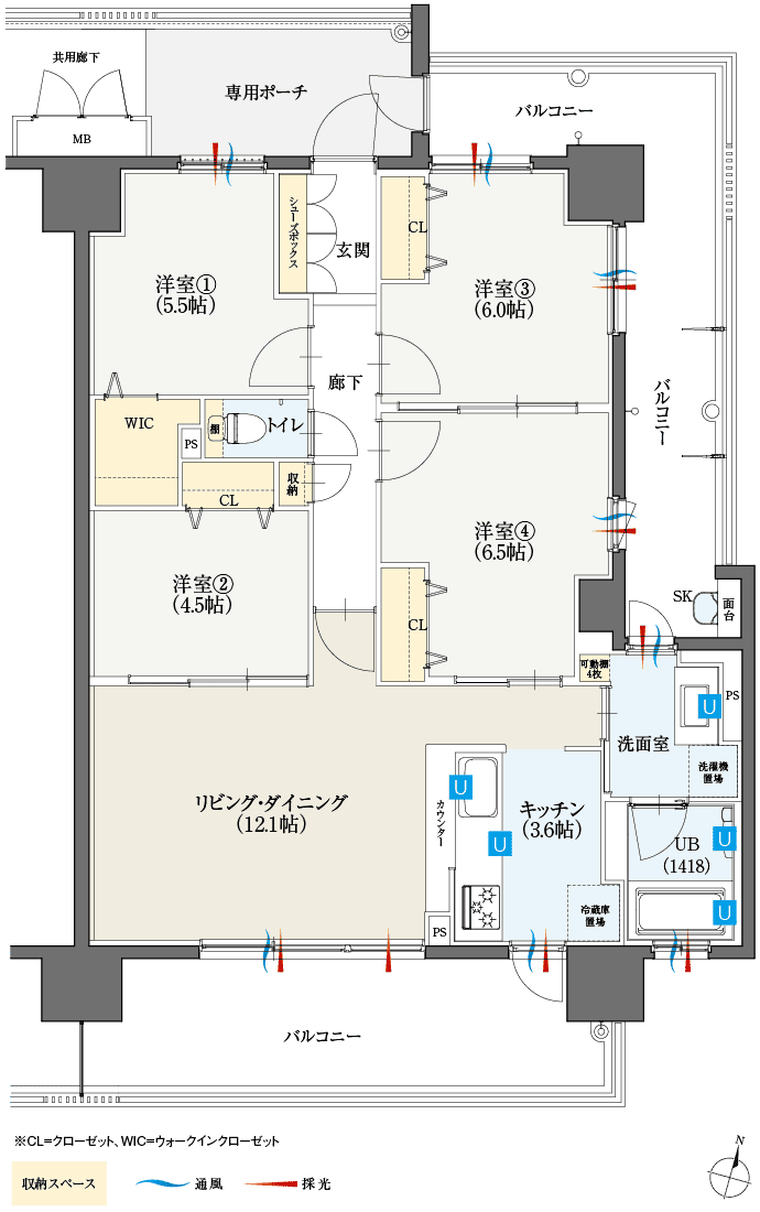 Dタイプ4LDK間取図