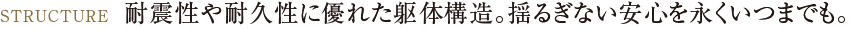 耐震性や耐久性に優れた躯体構造。揺るぎない安心を永くいつまでも。