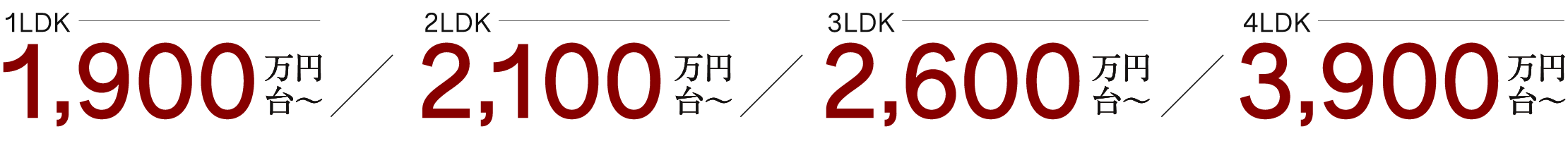 各タイプの販売価格